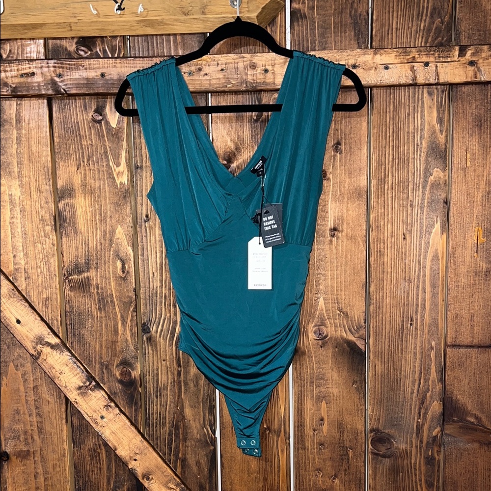 Express Teal V-Neck Bodysuit